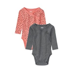 بادی آستین بلند نوزادی لوپیلو مدل نقطه دار بسته دو عددی کد Z-GC54